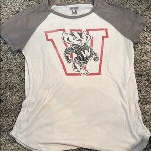 Gray and White Wisconsin T-Shirt